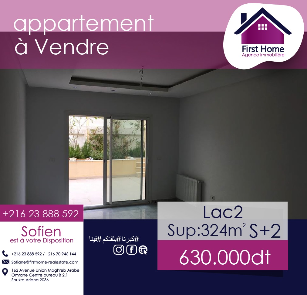 A vendre un magnifique appartement avec jardin de 120 m² au LAC 2